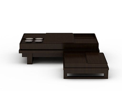褐色实木桌子模型3d模型
