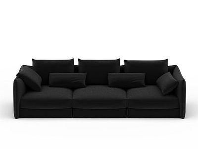 3d黑色多人沙发模型