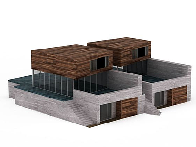 3d灰色简易楼房模型