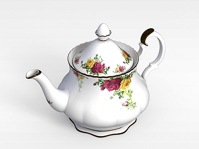 3d刻花陶瓷茶壶模型
