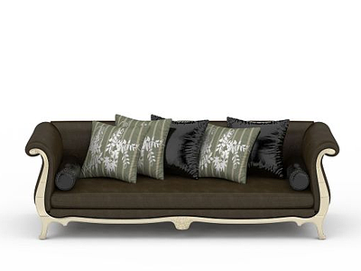 3d现代棕色沙发免费模型