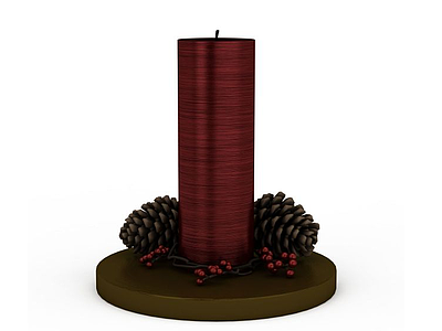 3d红色蜡烛松子摆件免费模型