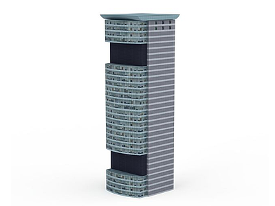 3d蓝色高层楼房模型