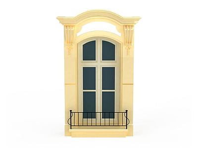 黄色欧式窗模型3d模型