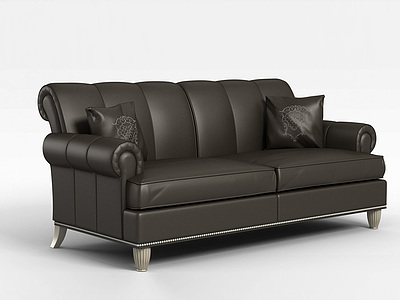 3d黑色皮质现代沙发模型