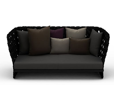 灰色藤编沙发模型3d模型