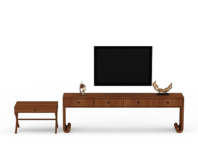 创意木质电视柜模型3d模型