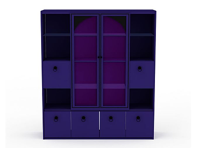紫色书房柜子模型3d模型