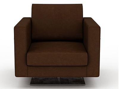 棕色方形单人沙发模型3d模型