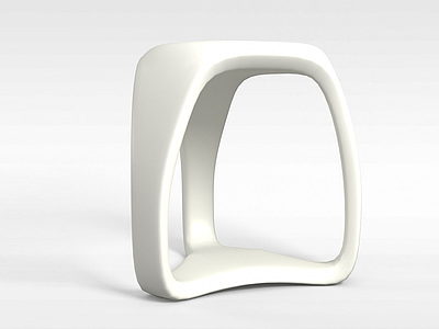 3d白色简约矮椅模型