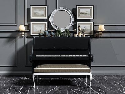 现代黑色钢琴模型