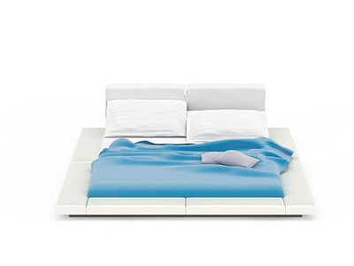 白色地铺床模型3d模型