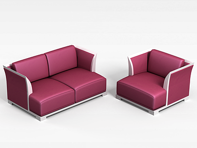3d红色沙发组合模型