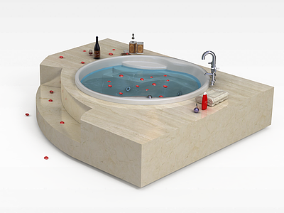 大理石圆形浴缸模型3d模型
