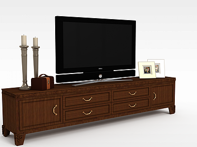 3d简约木质电视柜模型