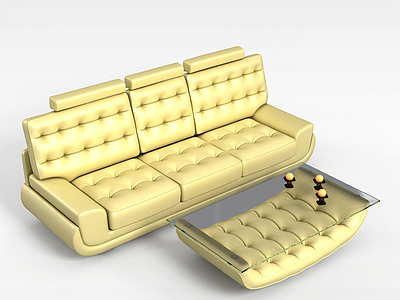 3d高档皮质沙发组合模型