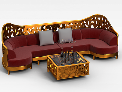 高档异形沙发组合模型3d模型