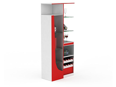 红色高档酒柜模型3d模型
