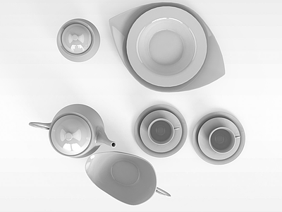 3d白瓷茶具模型