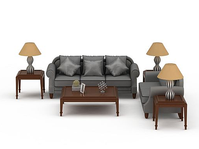 现代灰色沙发组合模型3d模型