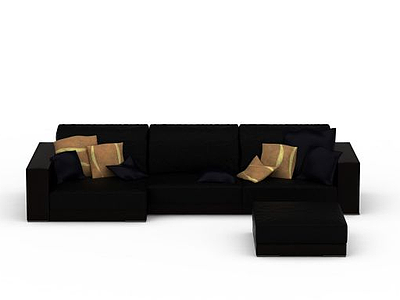 黑色布艺沙发模型3d模型