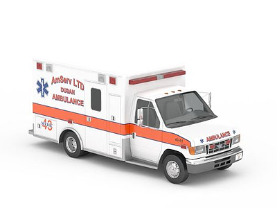 3d白色救护车模型