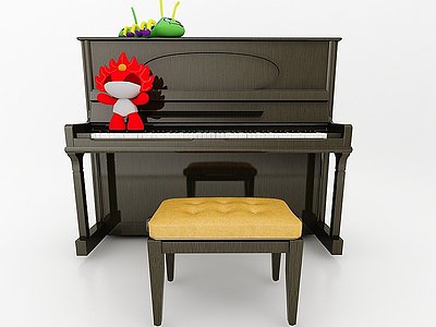 3d现代黑色钢琴模型