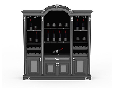 欧式灰色酒柜模型3d模型