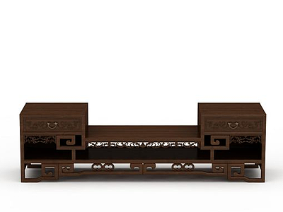 3d复古木质电视柜模型