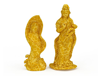 3d金色菩萨佛像模型