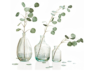 3d花瓶绿植模型