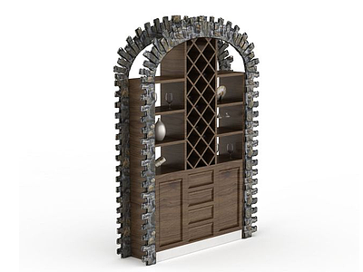 3d创意木质酒柜模型