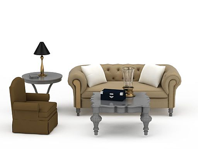 3d休闲沙发茶几组合模型
