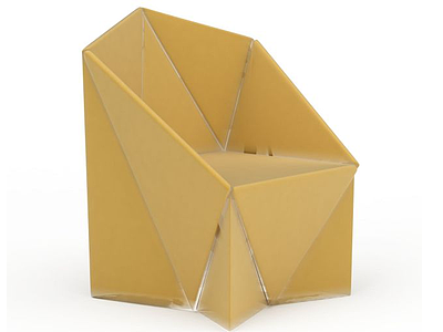 3d几何形黄色沙发模型