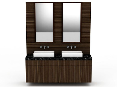 3d高档木质洗手台免费模型