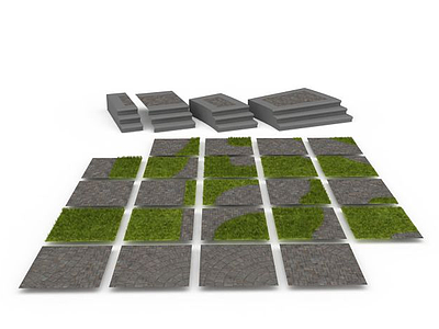 3d公园地砖模型