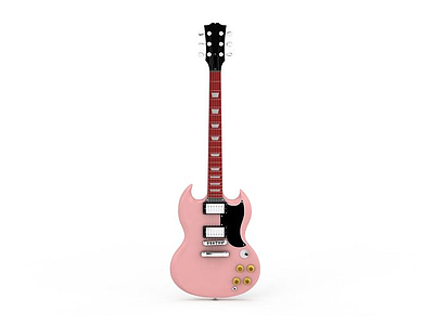 粉色吉他模型3d模型