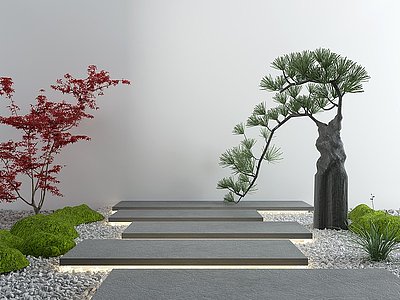 3d新中式景观小品模型
