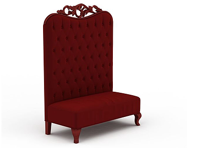 红色欧式沙发模型3d模型