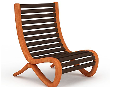 3d单人木质休闲椅模型