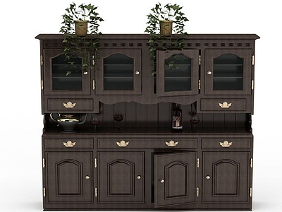 高档木质酒柜模型3d模型