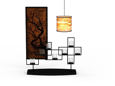 中式木质酒杯架模型3d模型
