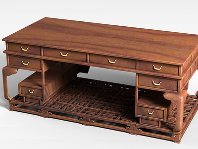 实木书桌模型3d模型