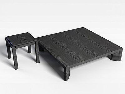 3d黑色木桌组合模型