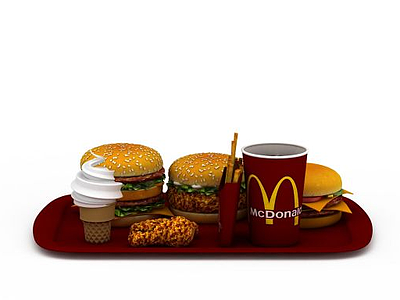 麦当劳套餐模型3d模型