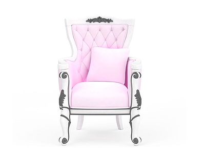 3d粉色布艺沙发椅免费模型