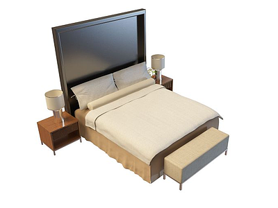 3d简约双人床免费模型