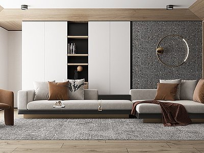 3d现代风格的客厅模型