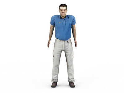 蓝衣外籍男人模型3d模型