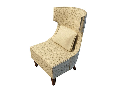 3d米色印花沙发椅模型